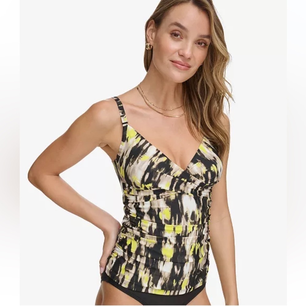 DKNY Twist-Front Tankini Top Size Small NWT